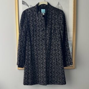 Floral and Black Metallic Jacquard Jacket